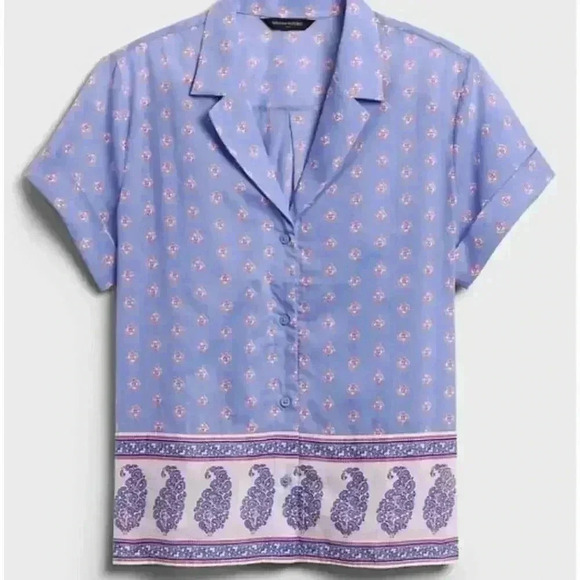 Banana Republic Border Print Boxy Shirt - Picture 14 of 14